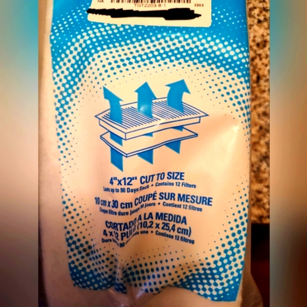 Electrostatic Air Vent Filter, Dust Filter VF412 True Blue 12 Pack, 4" x 12" New